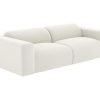 Vente-unique Set Zitbank + Fauteuil | Driezitsbank En Poef Van Witte Bouclestof Pogni Van Maison Cephy