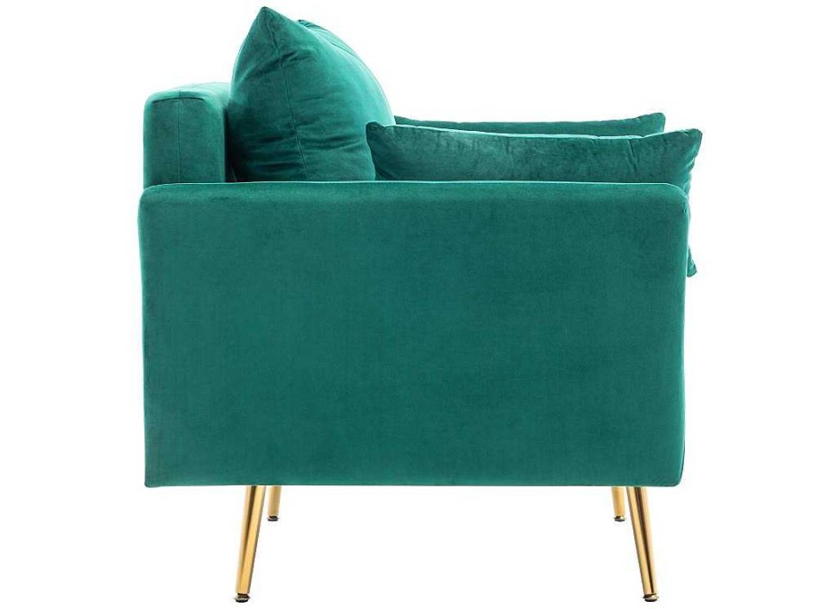 ModernLuxe Fauteuil Stof Fluweel / Suedine | Vipi Fauteuil In Fluwelen Stof Met Opbergruimte En Kussen - Poten Van Goudkleurig Metaal - Groen